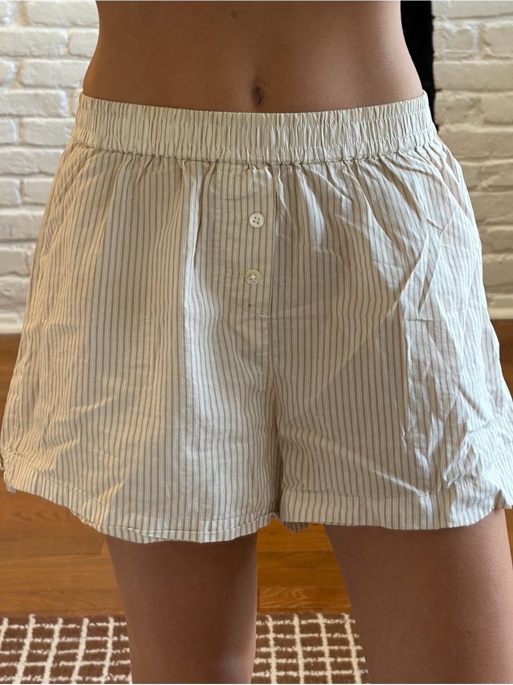 Haven Well Within 100% cotton cream + tan striped boxer shorts